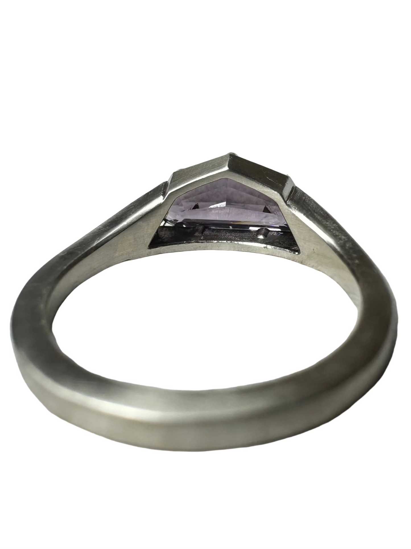 1.62ct Elongated Purple Spinel Half Circle Ring 14K White Gold