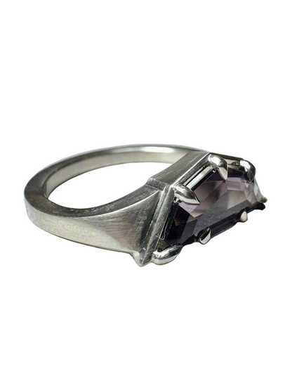 1.62ct Elongated Purple Spinel Half Circle Ring 14K White Gold
