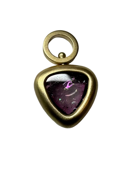 Rainbow-y Pink Trillion Tourmaline Cabochon Spinning Pendant