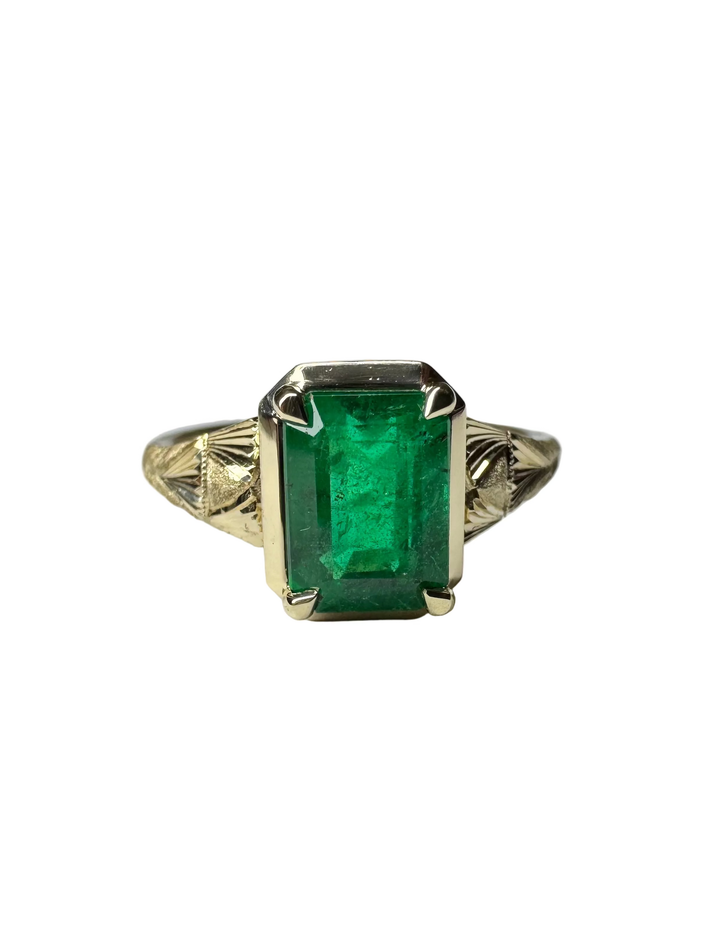 1.80ct Emerald Jasmine Ring 14K Yellow Gold