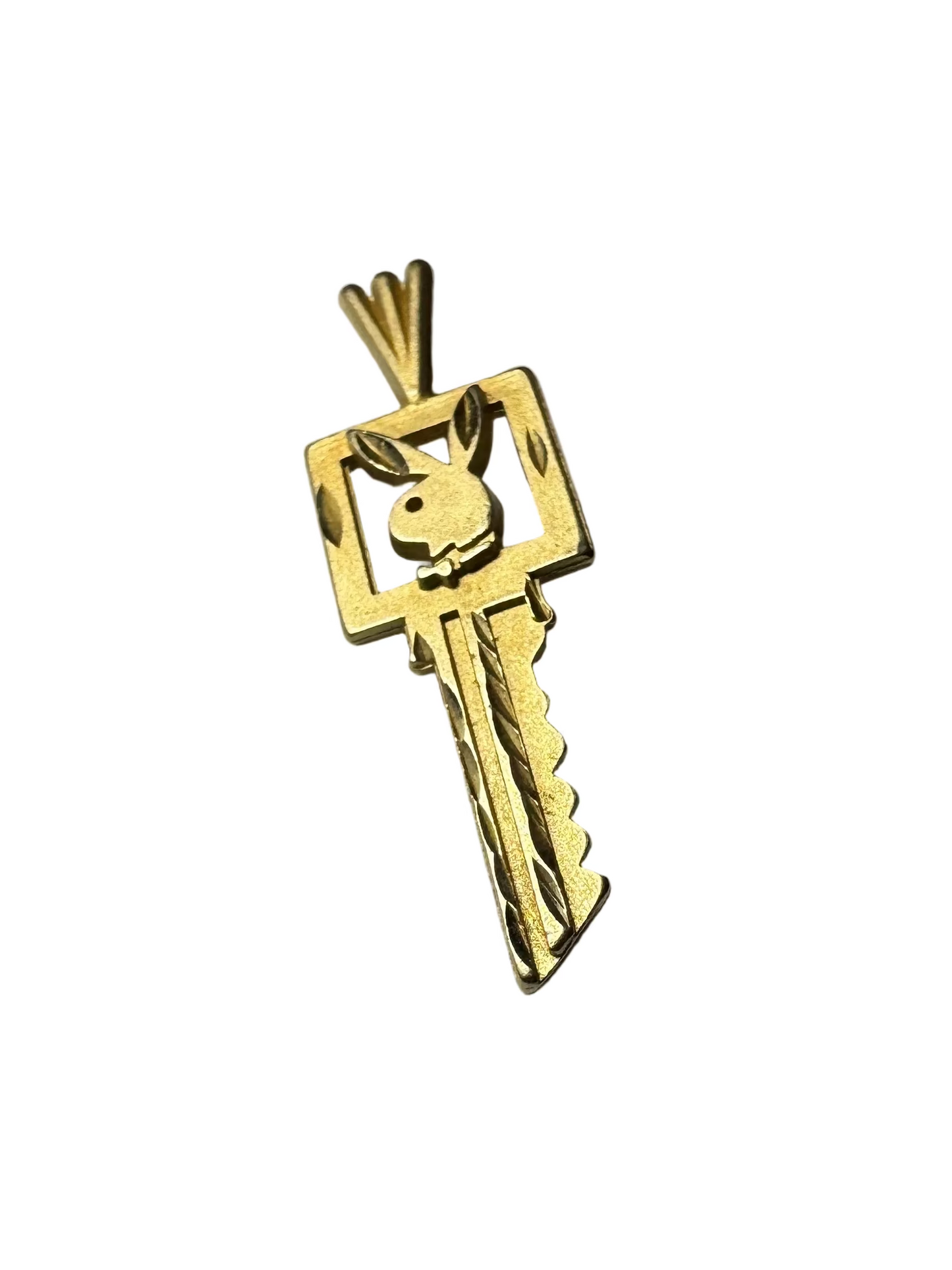 Vintage 1980s Playboy Bunny Key Charm 14K Yellow Gold
