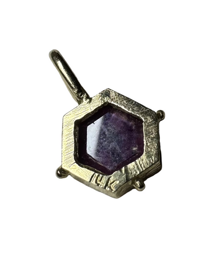 1.23ct Trapiche Ruby Hexagon Pendant 14K Yellow Gold