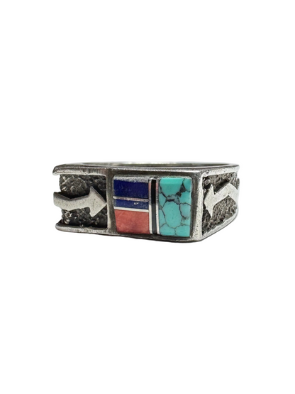 Vintage Sterling Silver Arrow Stone Inlay Band