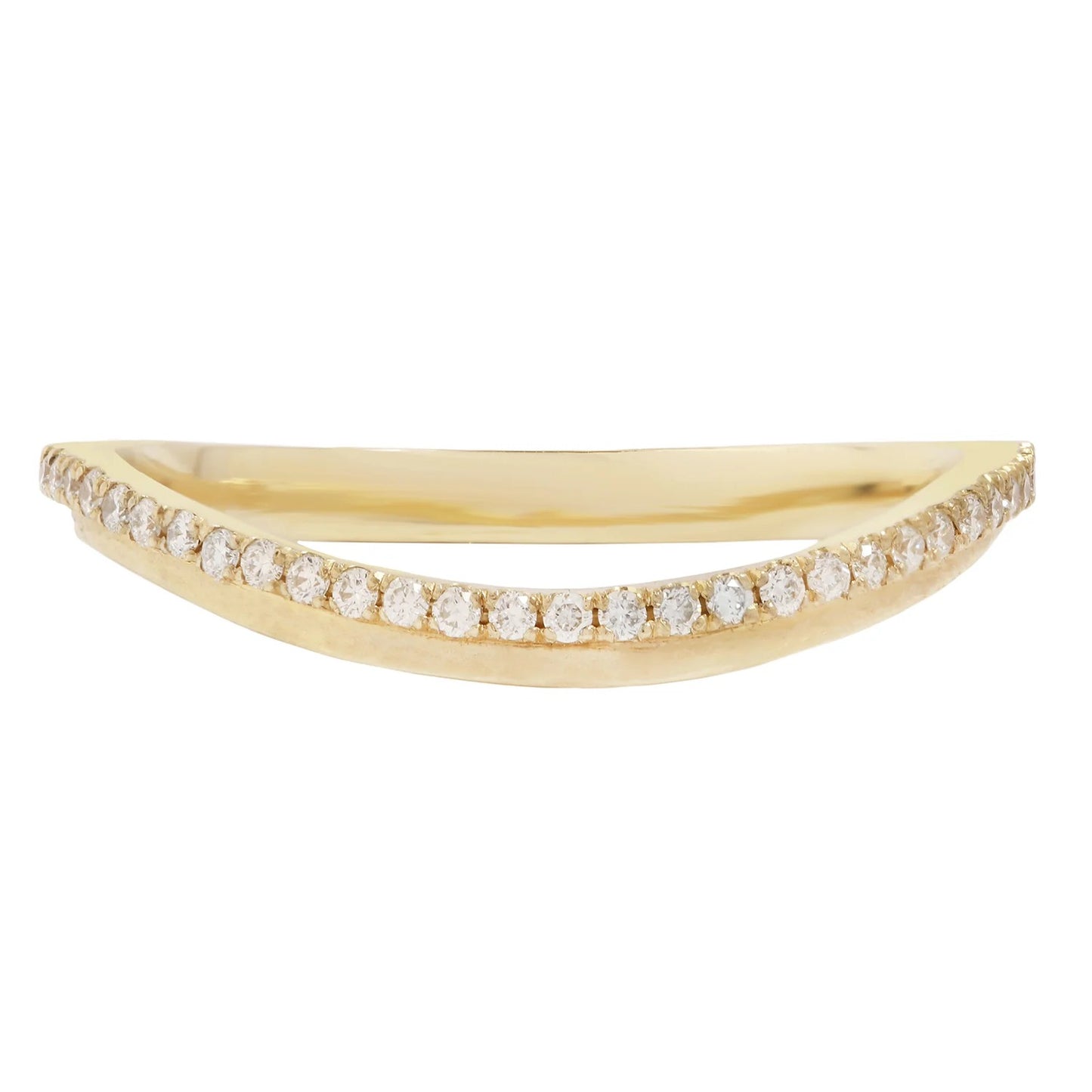 White Diamond Stepped Curve Band 14K Yellow Gold - Kima