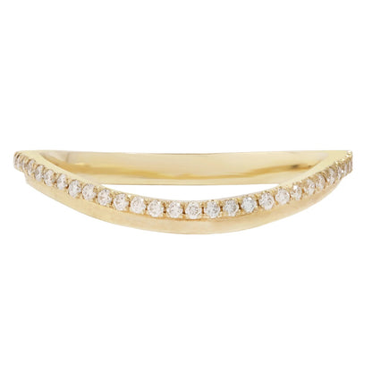 White Diamond Stepped Curve Band 14K Yellow Gold - Kima