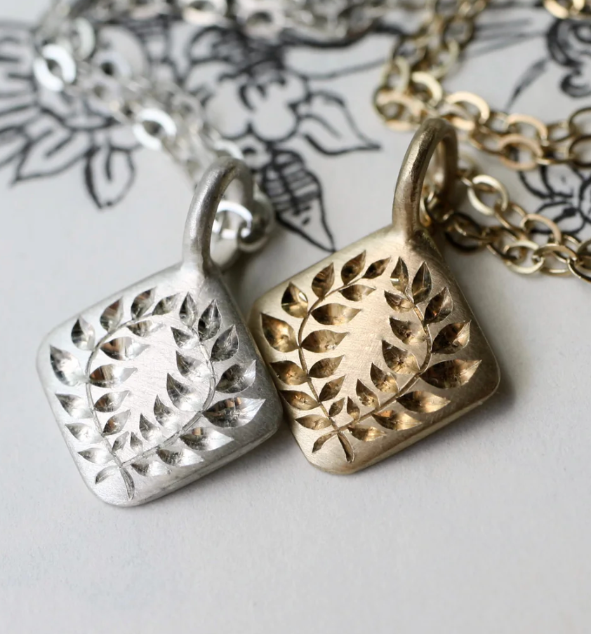 Laurel Pendant in Silver - Blue Blue Driver - June Cream
