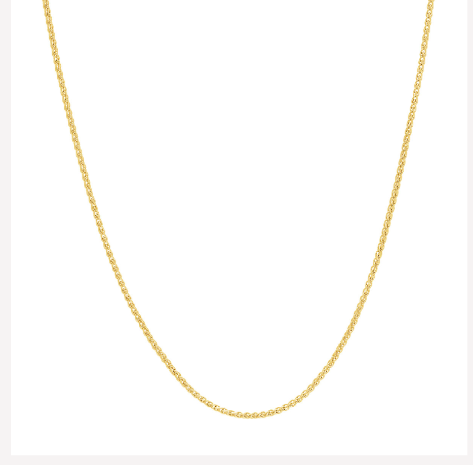 0.85mm Adjustable Round Wheat Chain 14k Yellow
