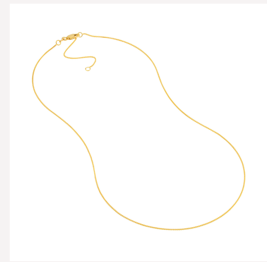 0.85mm Adjustable Round Wheat Chain 14k Yellow