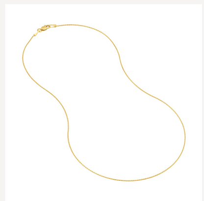 18” 14k yellow gold round wheat chain 0.85mm