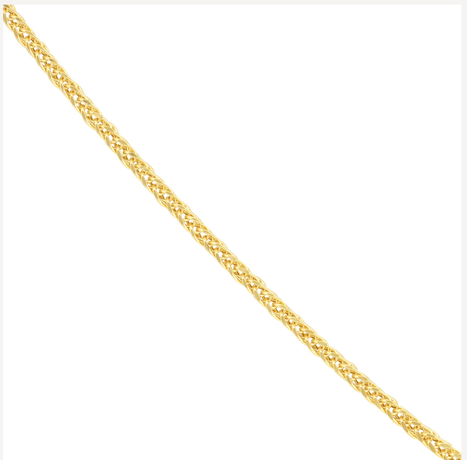 18” 14k yellow gold square wheat chain 1.25mm