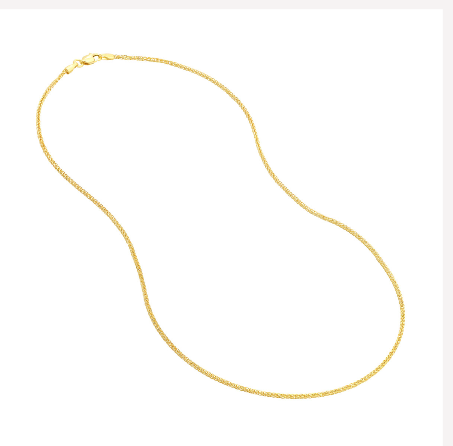 18” 14k yellow gold square wheat chain 1.25mm