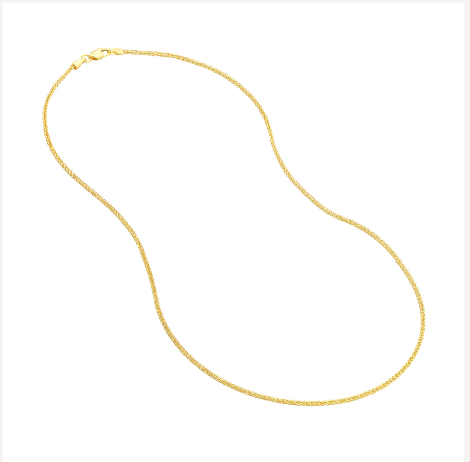 20” 14k yellow gold square wheat chain 1.25mm