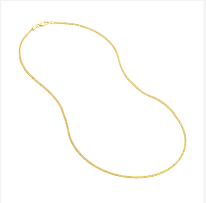 20” 14k yellow gold square wheat chain 1.25mm