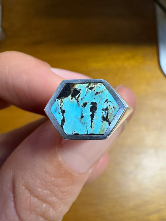 Turquoise Hexagon Signet Ring