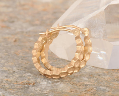 Small Honeycomb Huggie Hoops