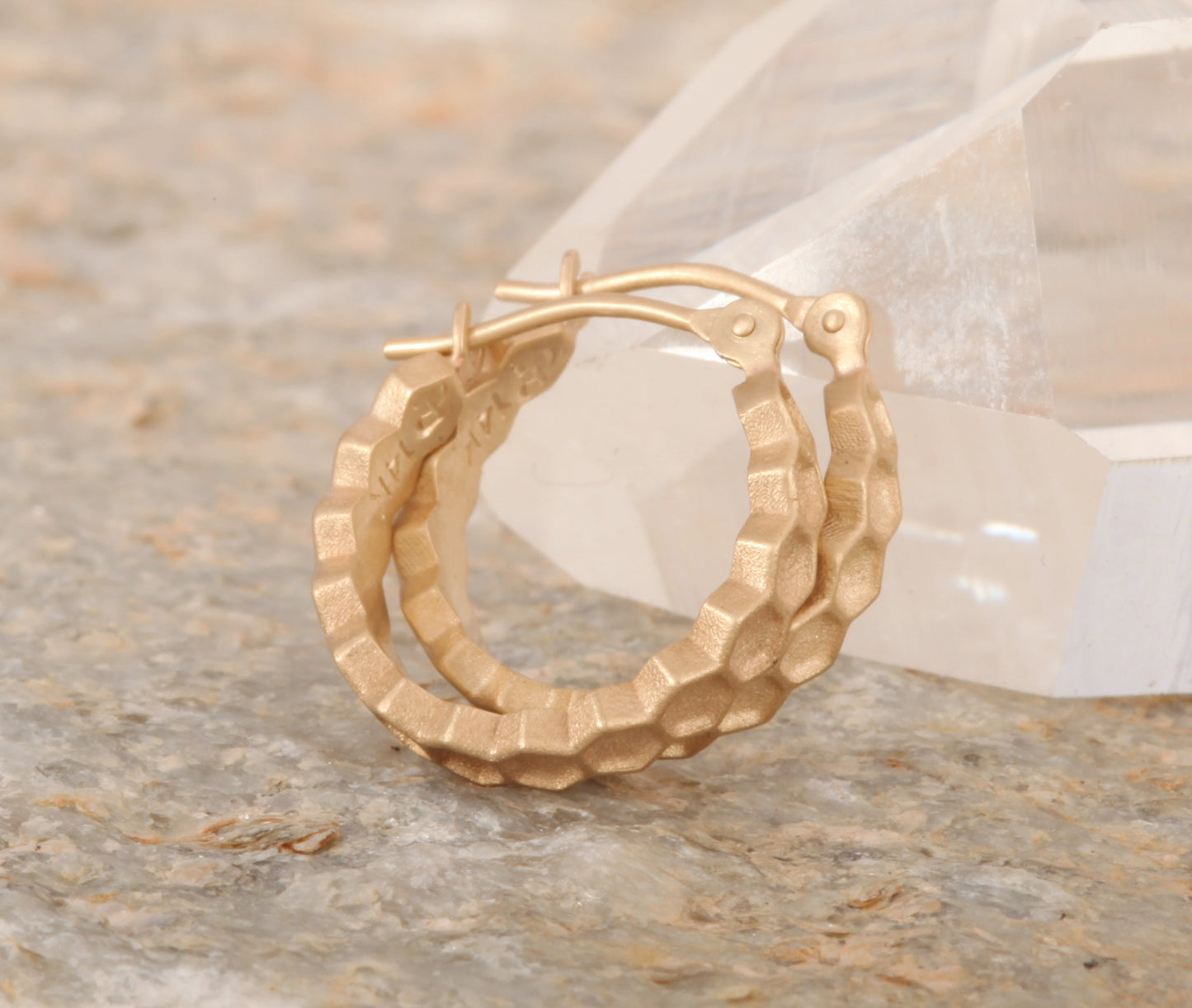 Small Honeycomb Huggie Hoops