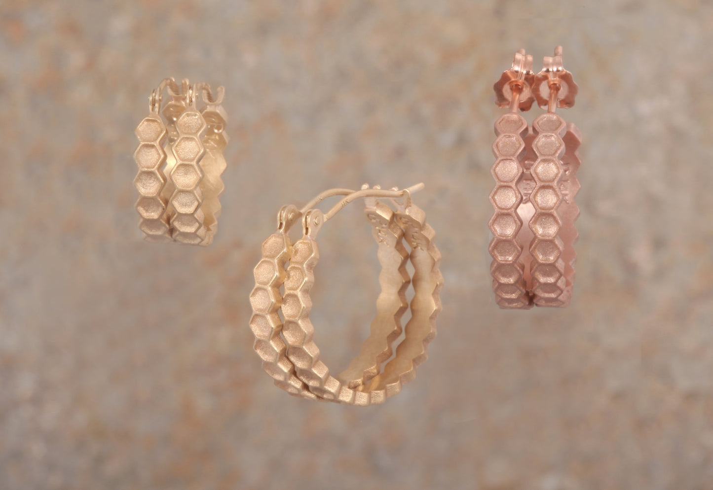 Small Honeycomb Huggie Hoops